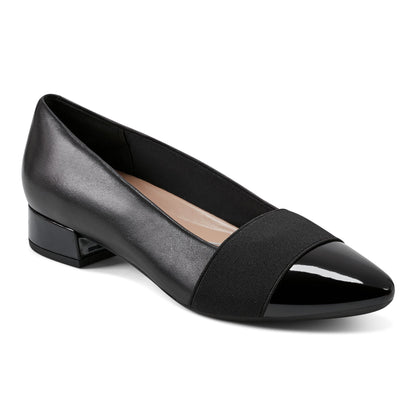 Easy Spirit Casta Cap Toe Dress Pumps - Black Leather