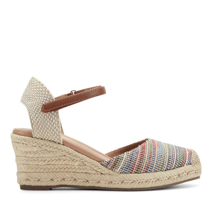 Easy Spirit Makaylie Wedge Heels - Striped/Natural Multi