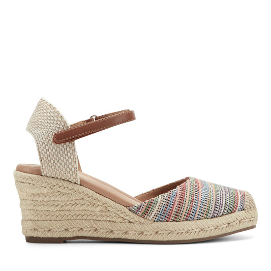 Easy Spirit Makaylie Wedge Heels - Striped/Natural Multi