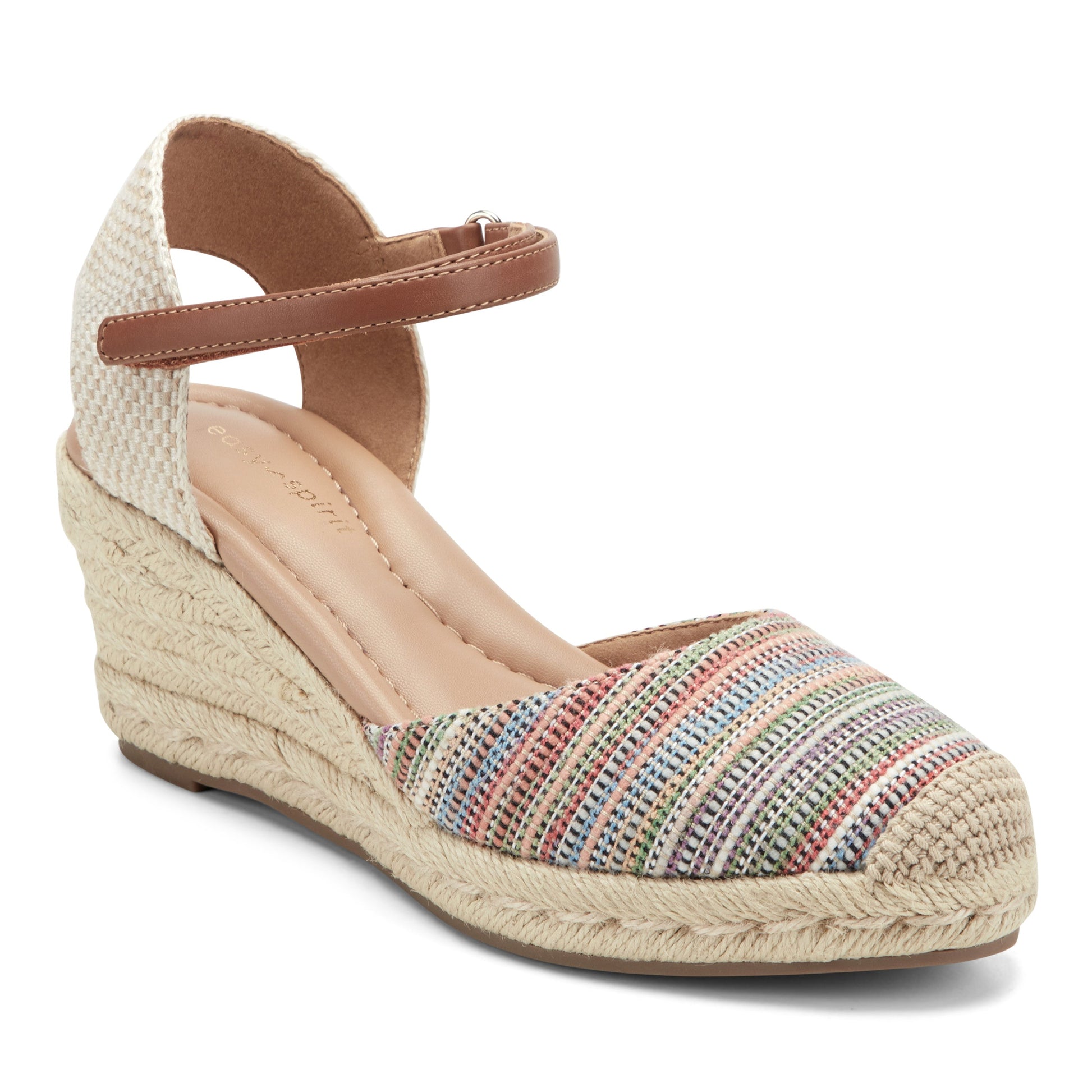Easy Spirit Makaylie Wedge Heels - Striped/Natural Multi