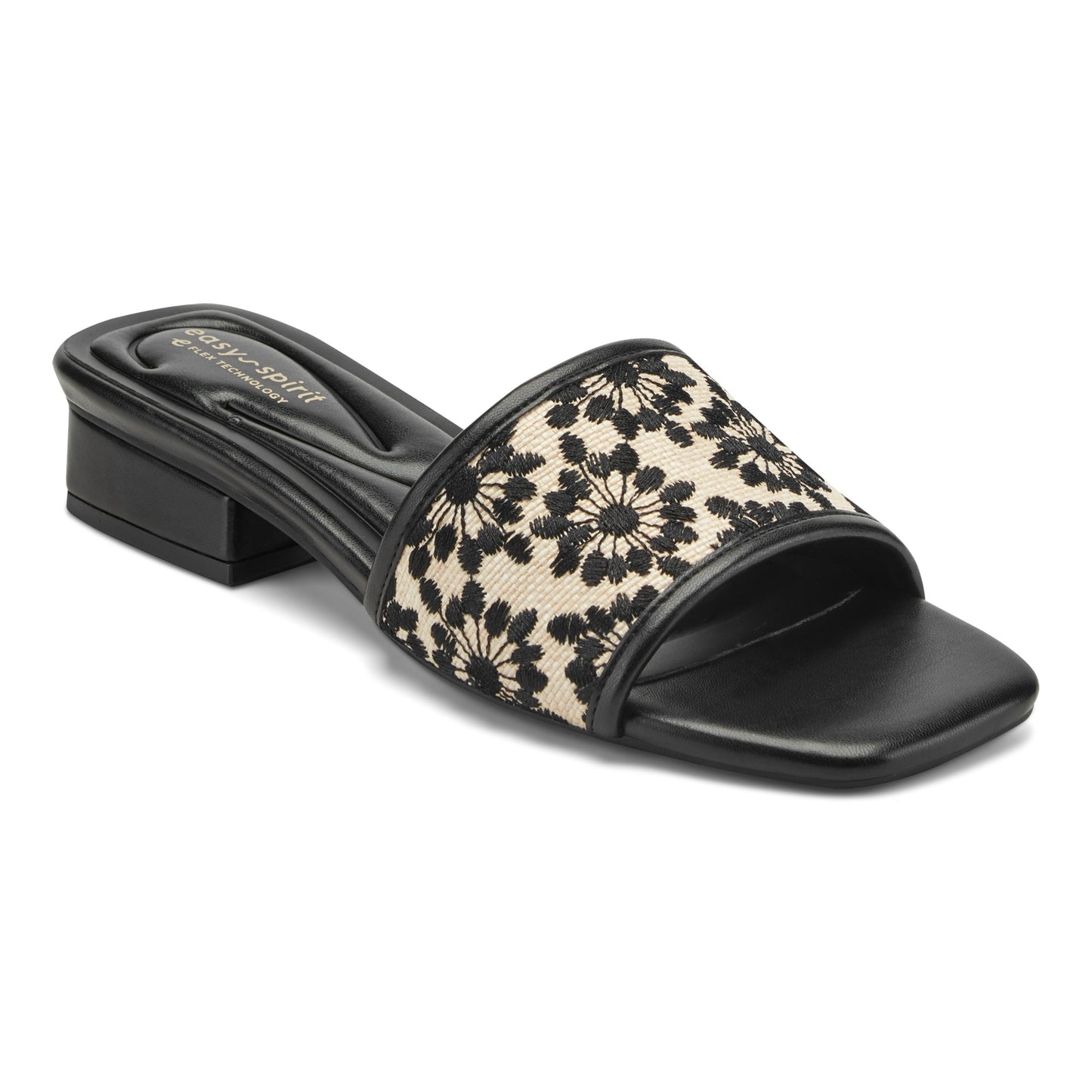 Easy Spirit Gianina Raffia Dress Sandals - Black/Natural