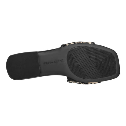 Easy Spirit Gianina Raffia Dress Sandals - Black/Natural