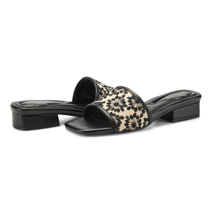 Easy Spirit Gianina Raffia Dress Sandals - Black/Natural