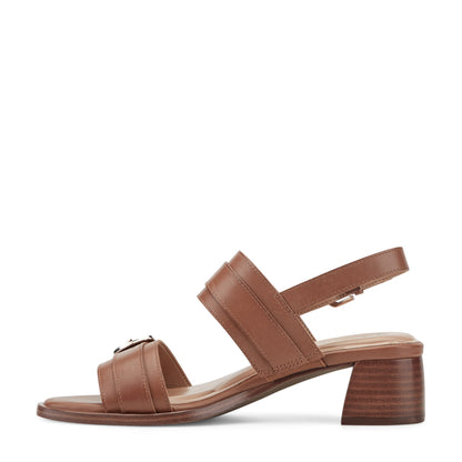 Easy Spirit Hadiya Block Heel Sandals - Medium Brown Leather
