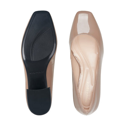 Easy Spirit Marelyn Block Heel Dress Pumps - Light Brown Patent