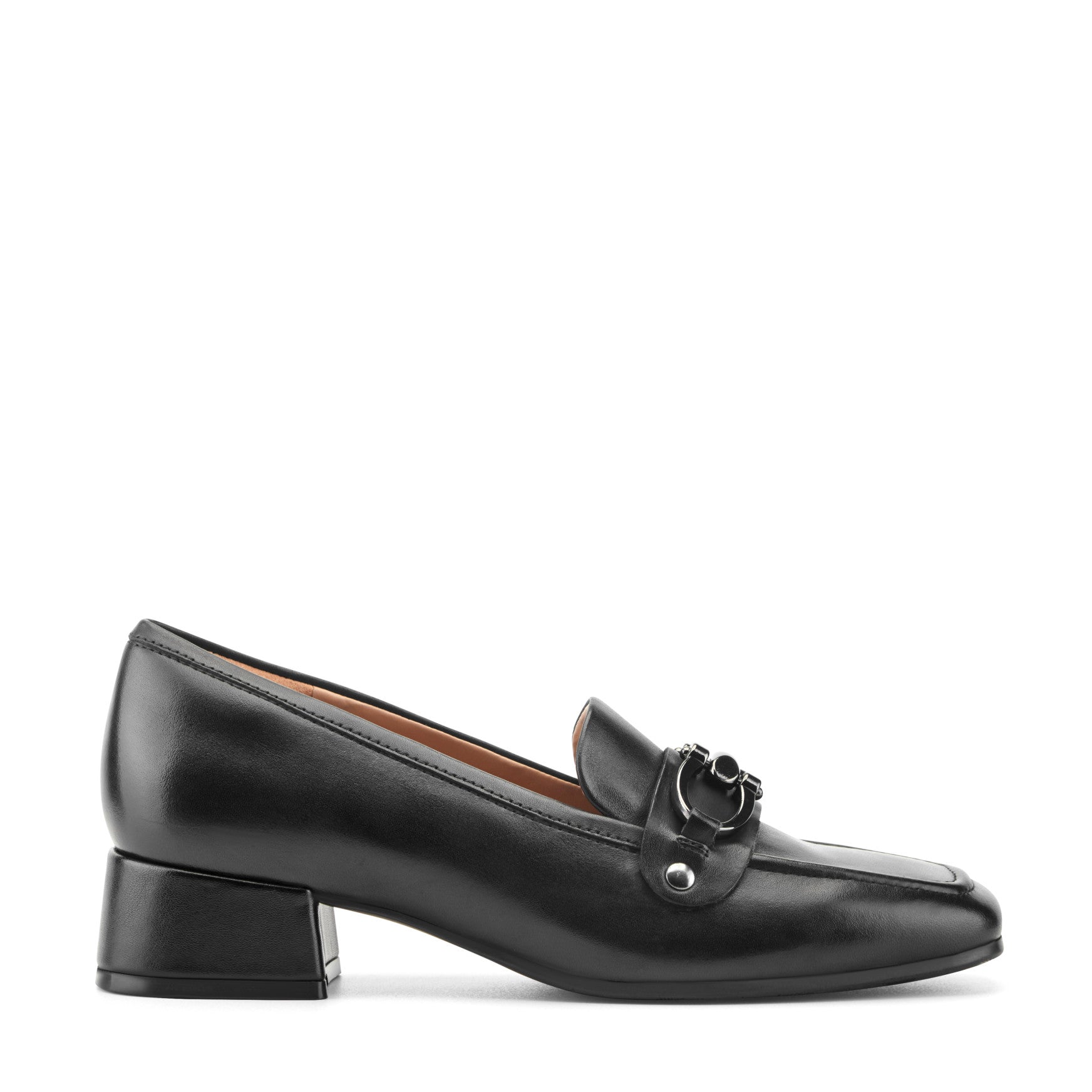 Easy Spirit Falyn Block Heel Loafers - Black Leather
