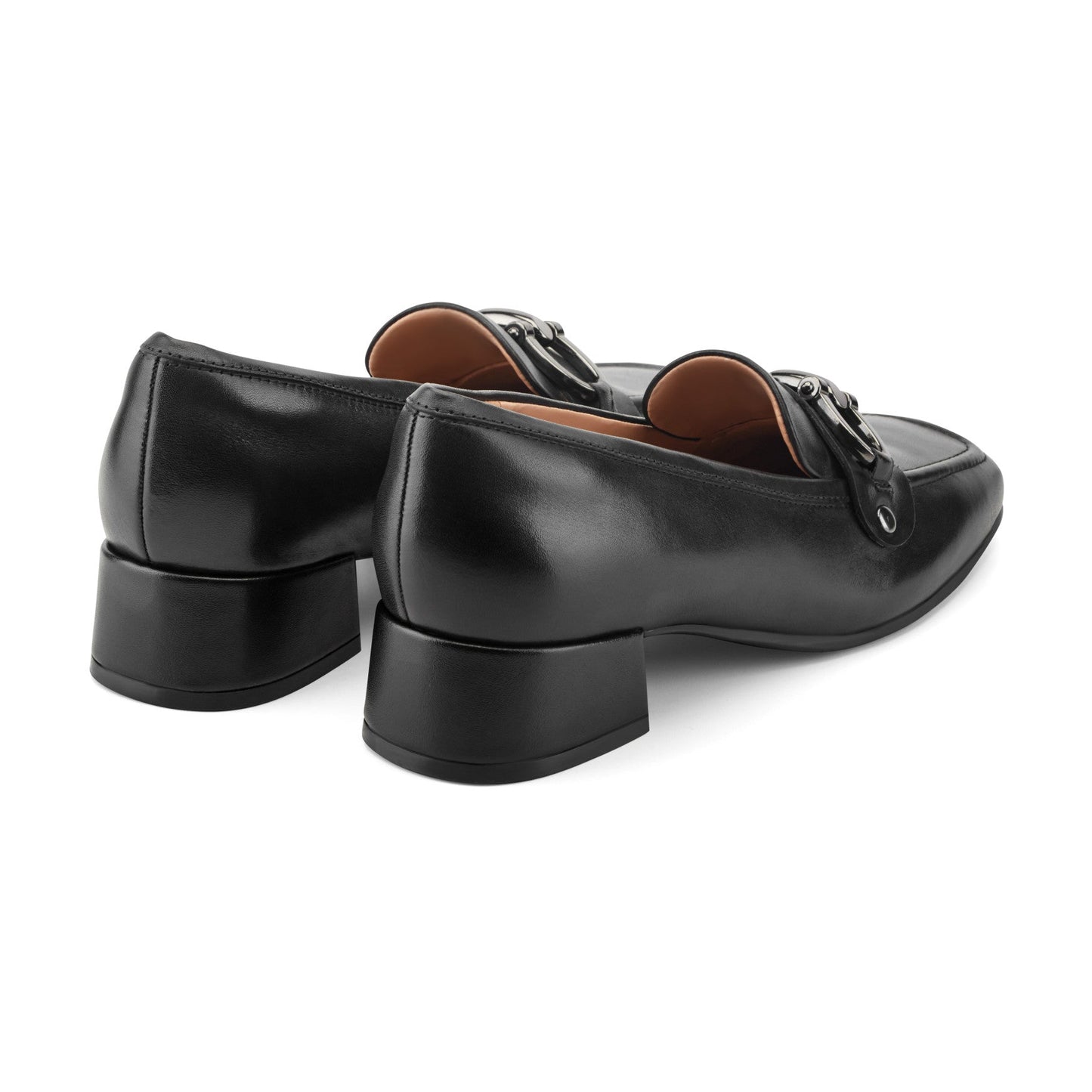 Easy Spirit Falyn Block Heel Loafers - Black Leather