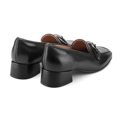 Easy Spirit Falyn Block Heel Loafers - Black Leather
