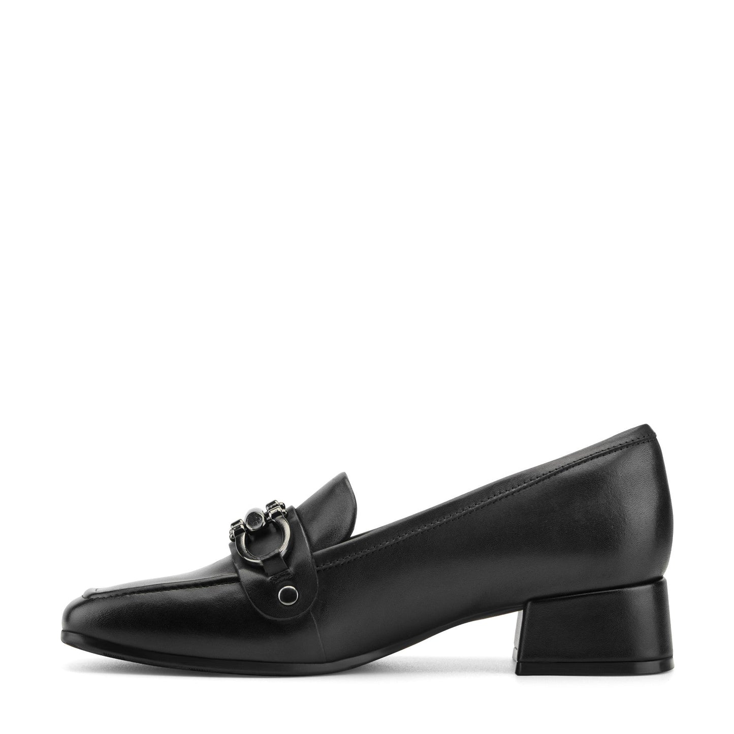 Easy Spirit Falyn Block Heel Loafers - Black Leather