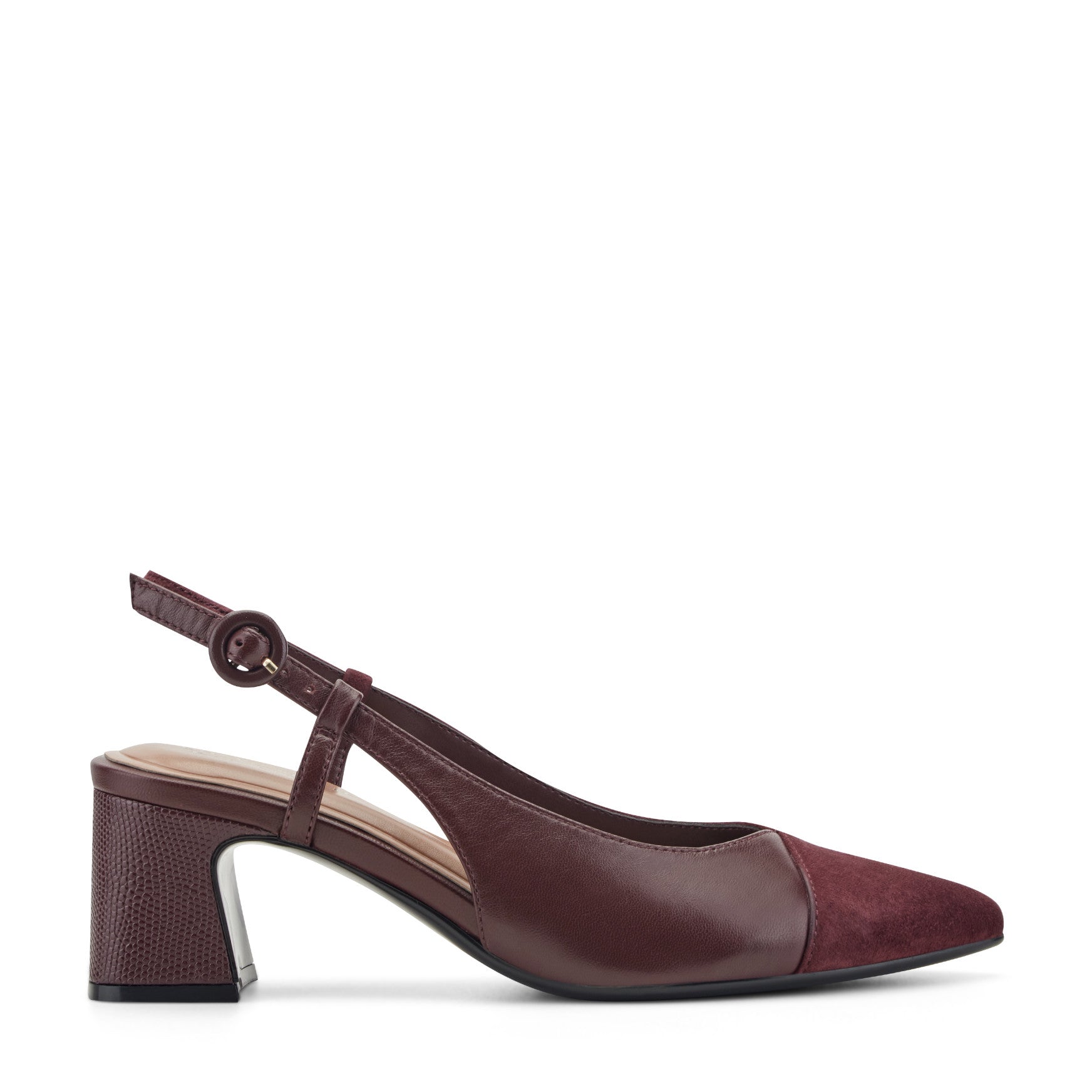 Easy Spirit Nailah Slingback Dress Pumps - Burgundy Suede/Leather