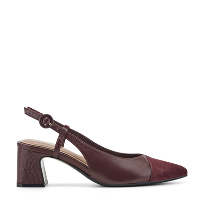 Easy Spirit Nailah Slingback Dress Pumps - Burgundy Suede/Leather