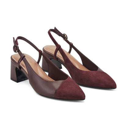 Easy Spirit Nailah Slingback Dress Pumps - Burgundy Suede/Leather