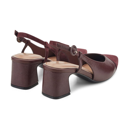 Easy Spirit Nailah Slingback Dress Pumps - Burgundy Suede/Leather