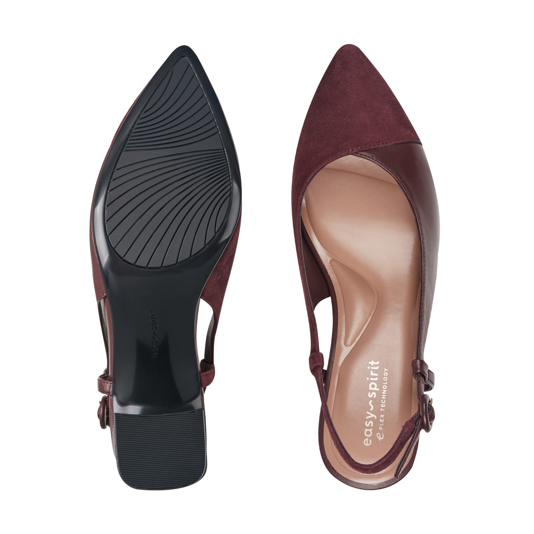 Easy Spirit Nailah Slingback Dress Pumps - Burgundy Suede/Leather