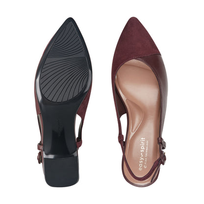 Easy Spirit Nailah Slingback Dress Pumps - Burgundy Suede/Leather
