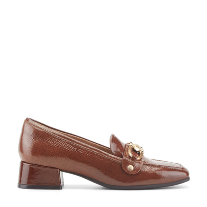 Easy Spirit Falyn Block Heel Loafers - Cognac Leather