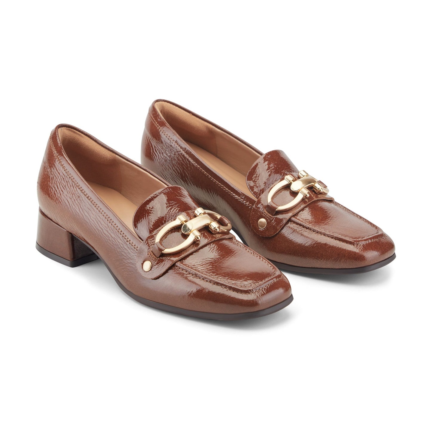 Easy Spirit Falyn Block Heel Loafers - Cognac Leather