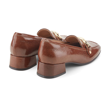 Easy Spirit Falyn Block Heel Loafers - Cognac Leather