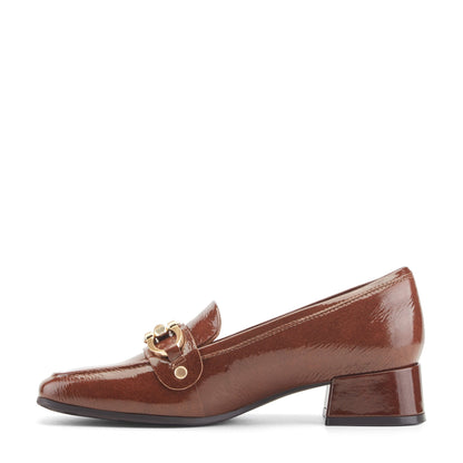 Easy Spirit Falyn Block Heel Loafers - Cognac Leather
