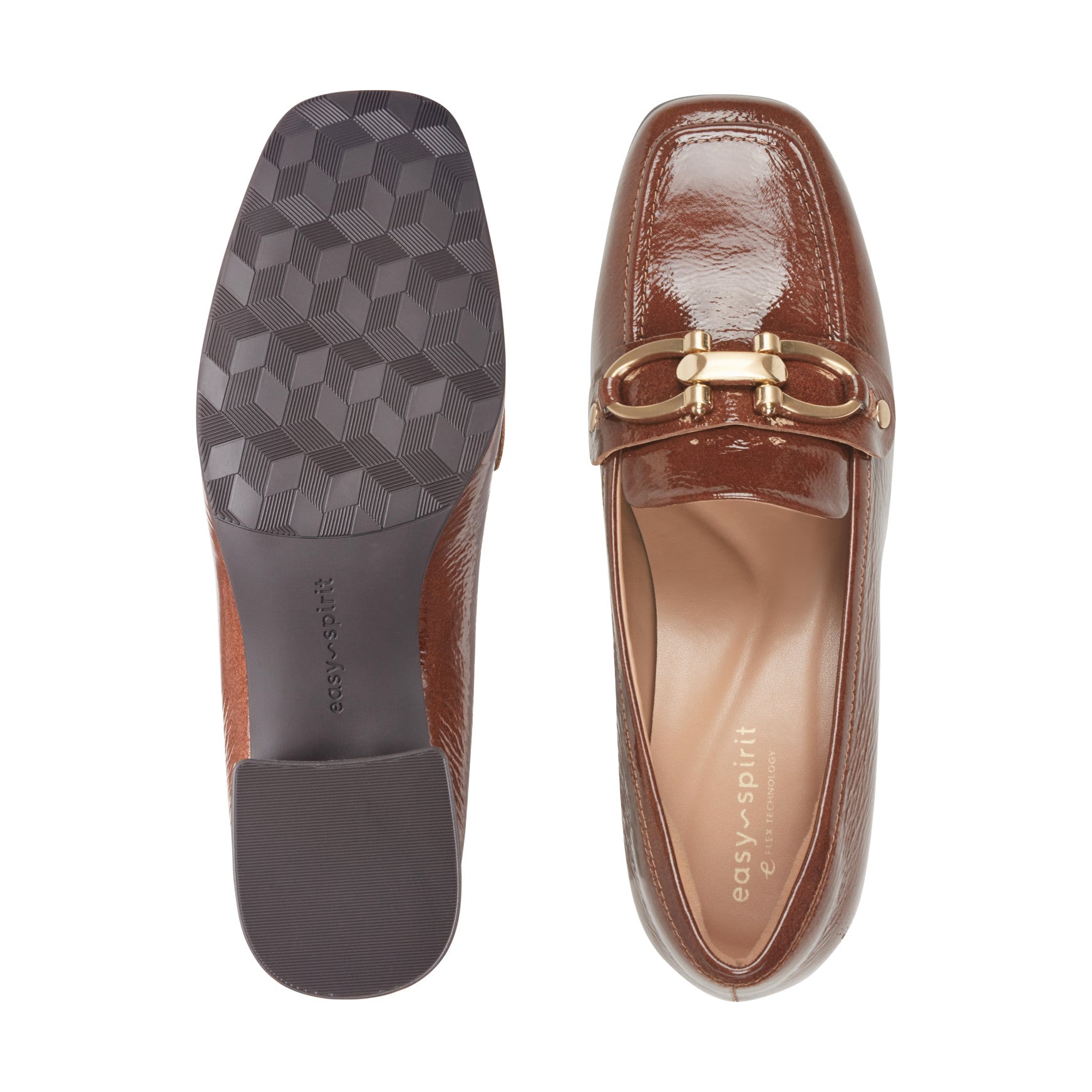 Easy Spirit Falyn Block Heel Loafers - Cognac Leather
