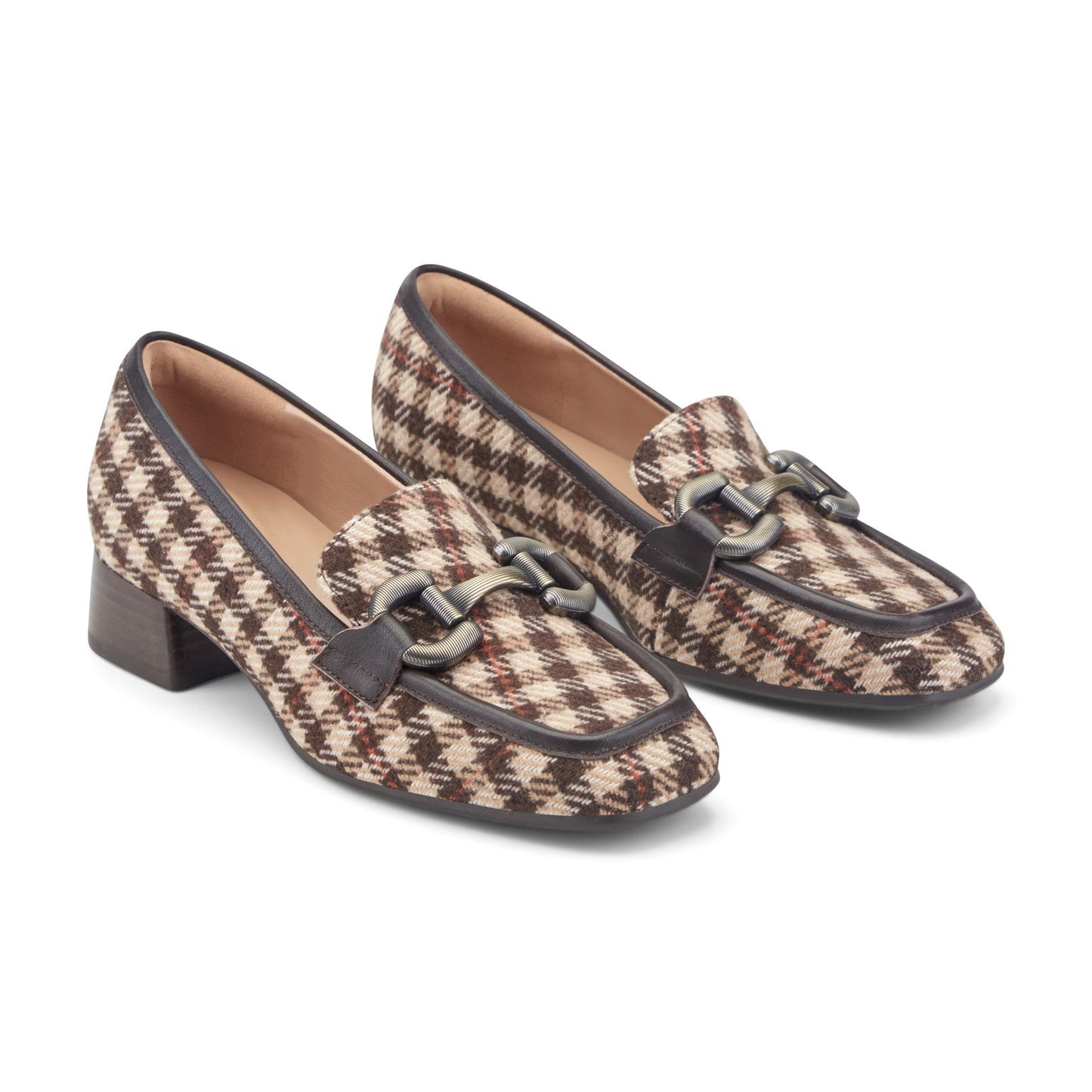Easy Spirit Franny Dress Loafers - Dark Brown Plaid Multi