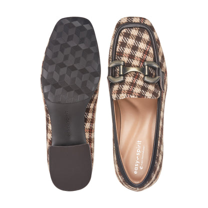 Easy Spirit Franny Dress Loafers - Dark Brown Plaid Multi