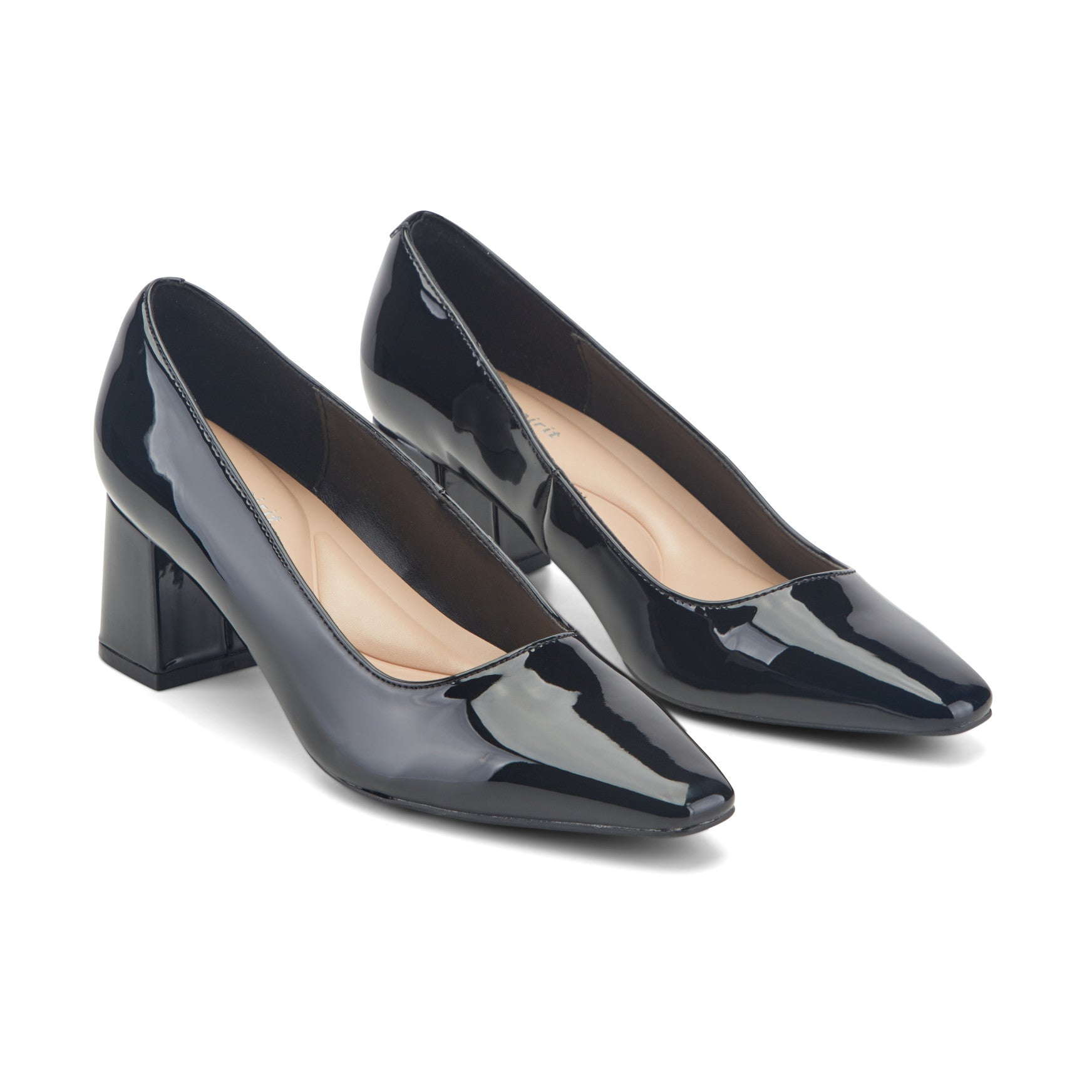 Easy Spirit Dorian Block Heel Pumps - Black Patent