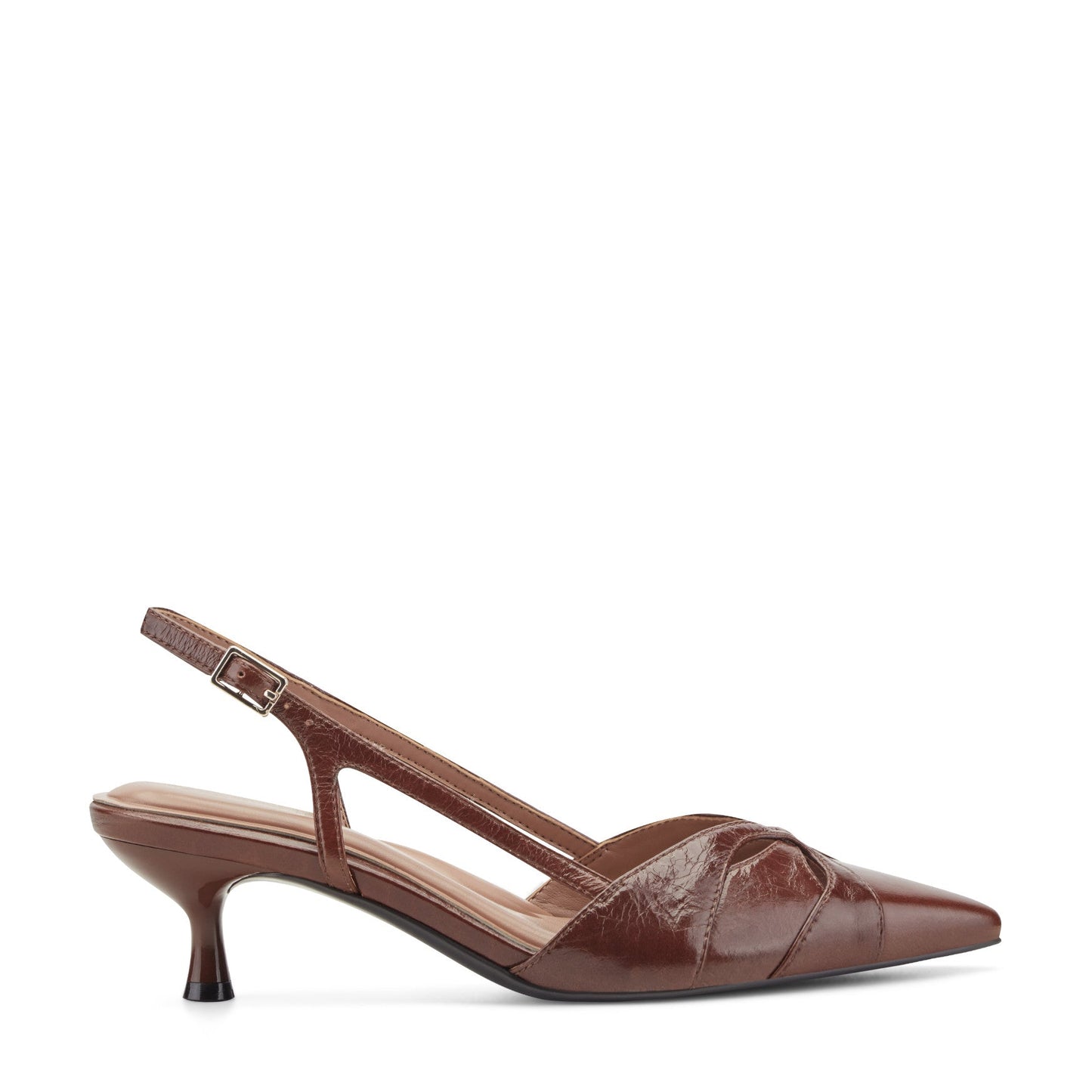 Easy Spirit Kaisley Slingback Dress Pumps - Medium Brown Leather