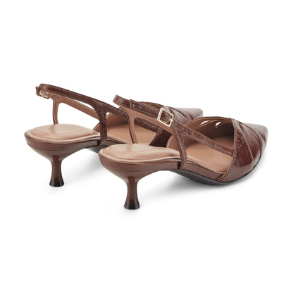 Easy Spirit Kaisley Slingback Dress Pumps - Medium Brown Leather