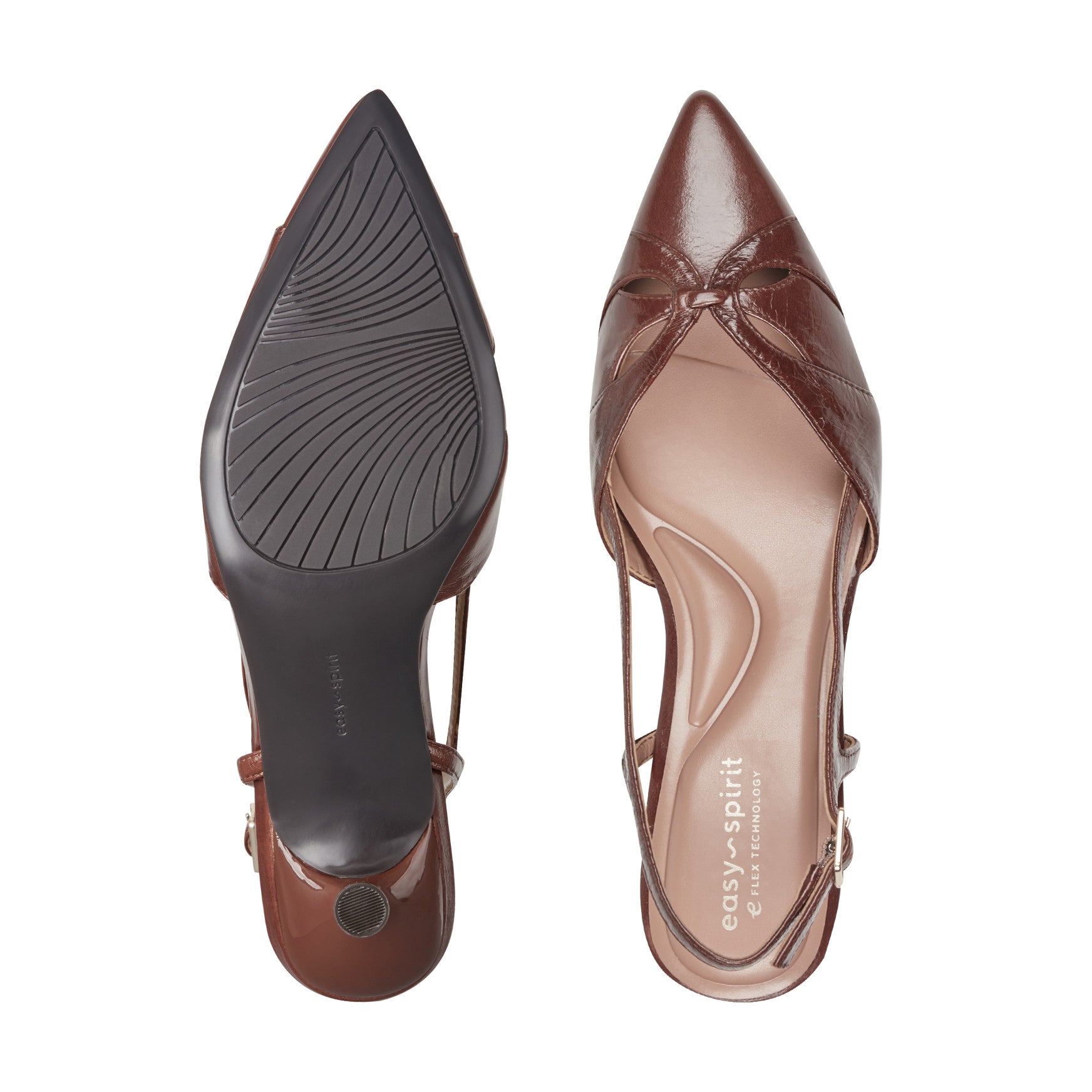 Easy Spirit Kaisley Slingback Dress Pumps - Medium Brown Leather