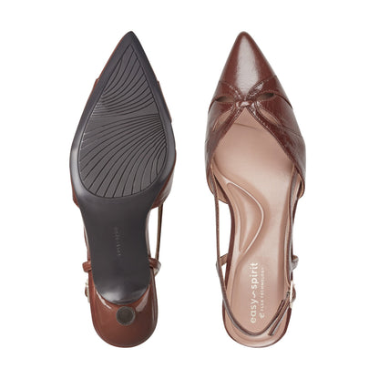 Easy Spirit Kaisley Slingback Dress Pumps - Medium Brown Leather