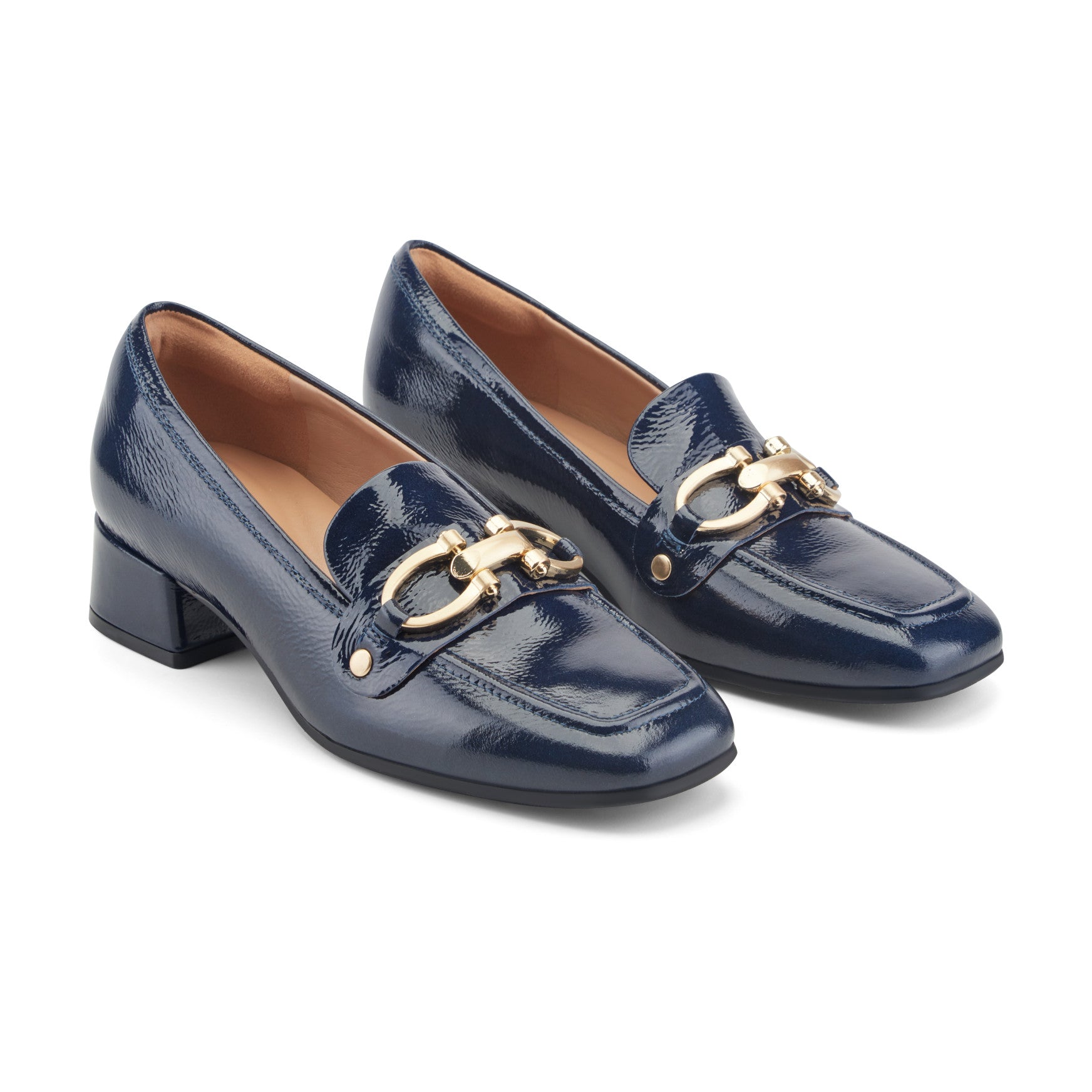Easy Spirit Falyn Block Heel Loafers - Navy Leather