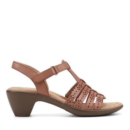 Easy Spirit Cortney Strappy Heeled Sandals - Medium Brown Leather