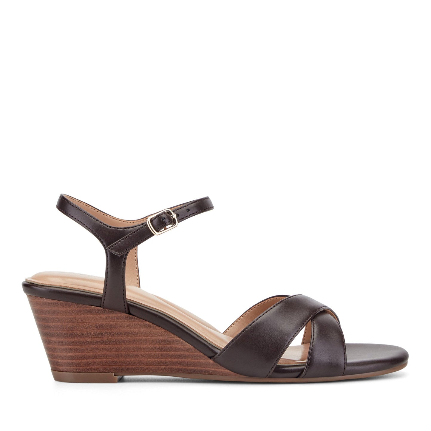 Easy Spirit Noya Dress Wedge Sandals - Dark Brown