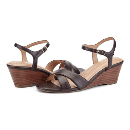 Easy Spirit Noya Dress Wedge Sandals - Dark Brown