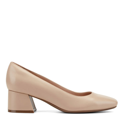 Easy Spirit Marelyn Block Heel Dress Pumps - Light Natural Leather