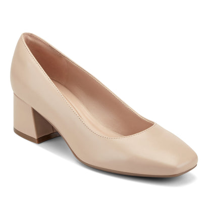 Easy Spirit Marelyn Block Heel Dress Pumps - Light Natural Leather