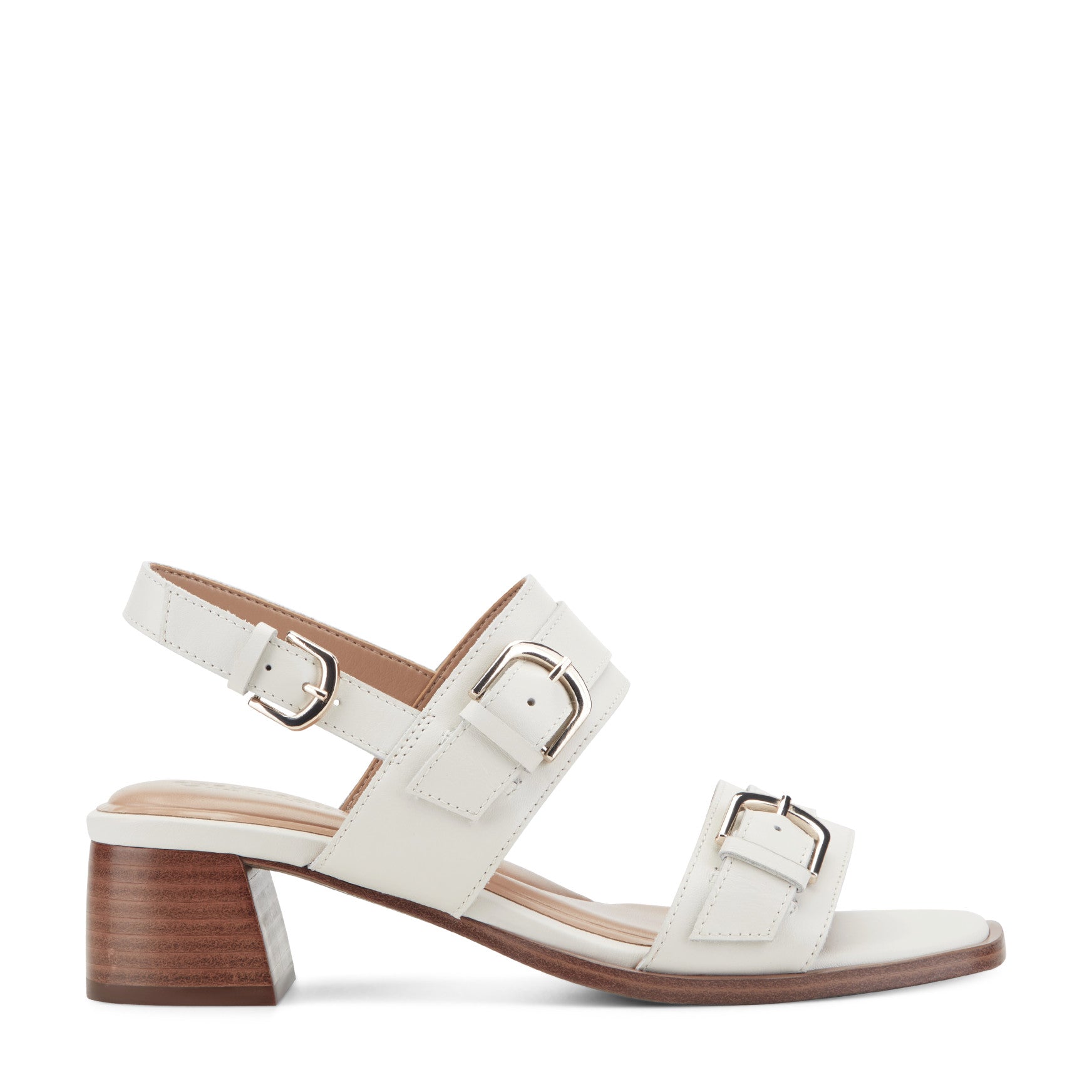 Easy Spirit Hadiya Block Heel Sandals - Ivory Leather