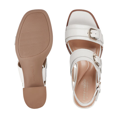 Easy Spirit Hadiya Block Heel Sandals - Ivory Leather