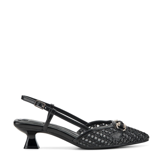 Easy Spirit Hetty Slingback Dress Pumps - Black/Raffia