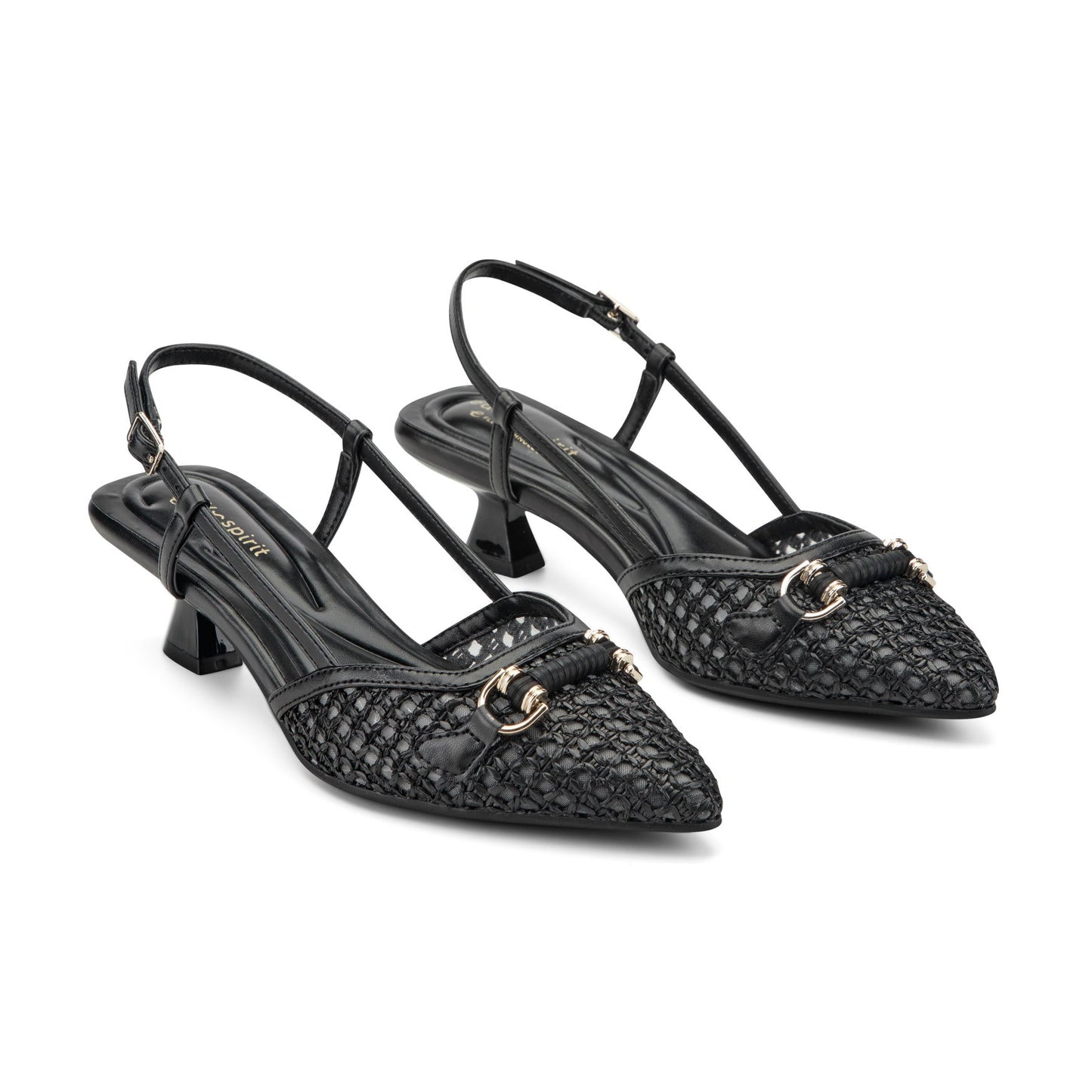 Easy Spirit Hetty Slingback Dress Pumps - Black/Raffia
