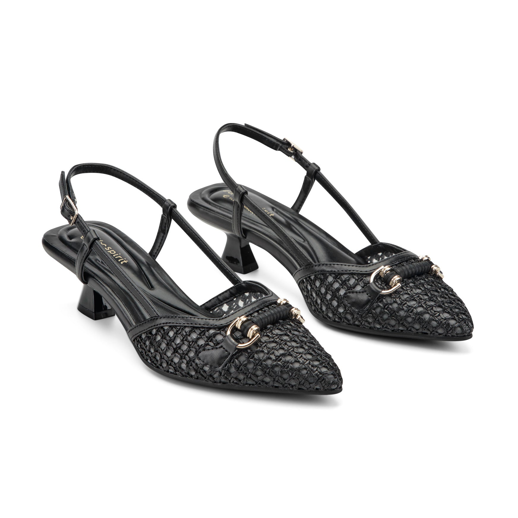 Easy Spirit Hetty Slingback Dress Pumps - Black/Raffia
