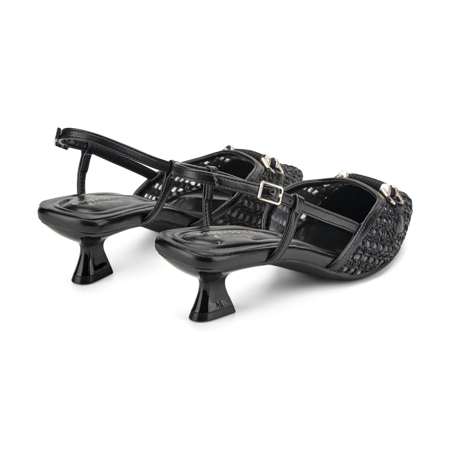 Easy Spirit Hetty Slingback Dress Pumps - Black/Raffia