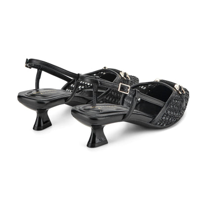 Easy Spirit Hetty Slingback Dress Pumps - Black/Raffia