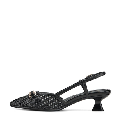 Easy Spirit Hetty Slingback Dress Pumps - Black/Raffia