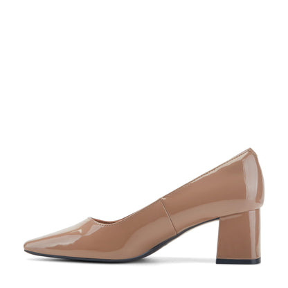 Easy Spirit Dorian Block Heel Pumps - Natural Patent