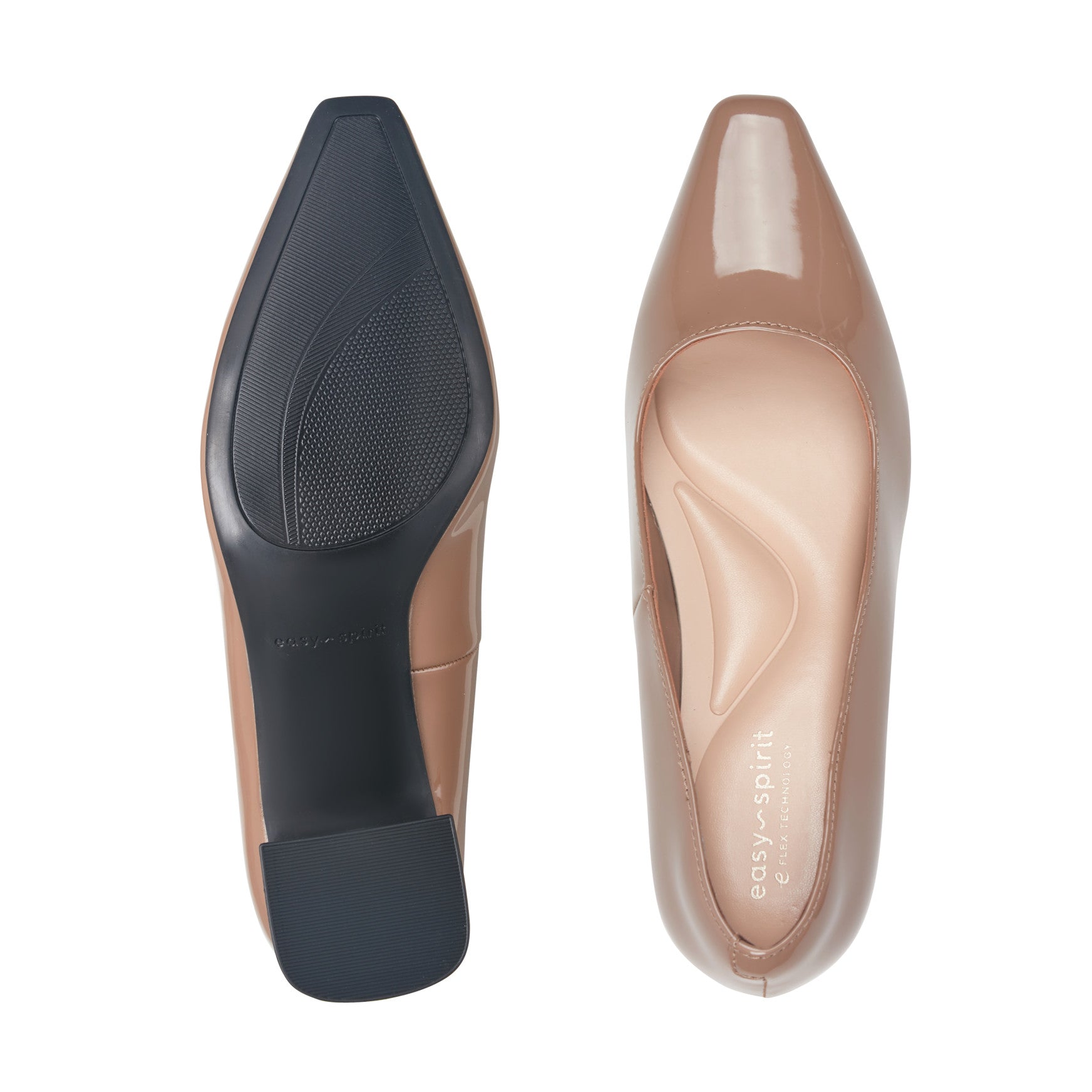 Easy Spirit Dorian Block Heel Pumps - Natural Patent