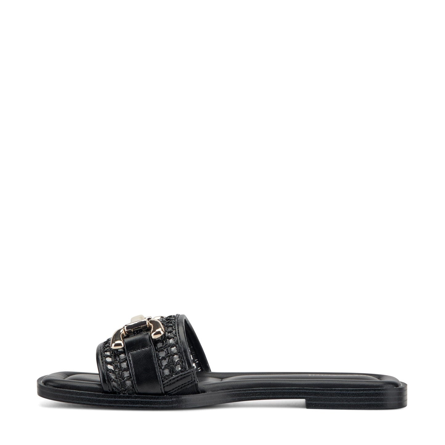 Easy Spirit Vana Horsebit Slip On Sandals - Black/Raffia
