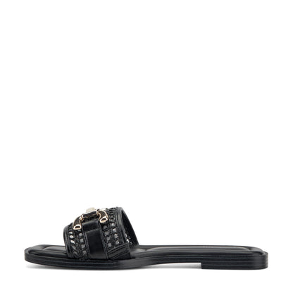 Easy Spirit Vana Horsebit Slip On Sandals - Black/Raffia