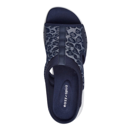 Easy Spirit Traciee Slip On Sandals - Dark Blue Cheetah